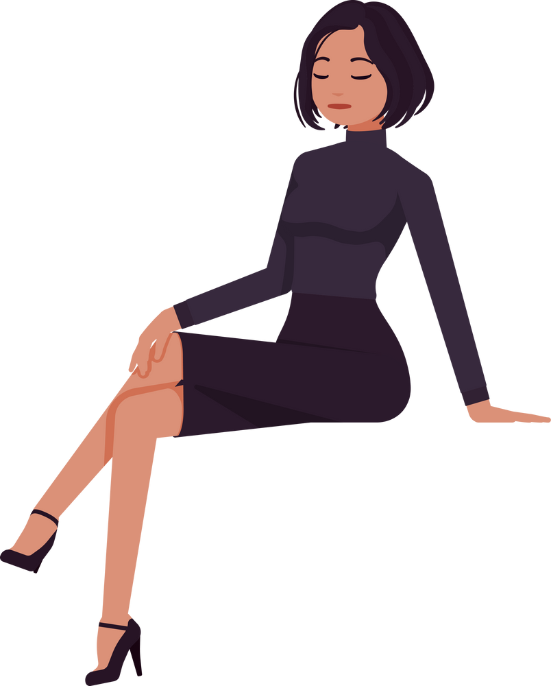 Young and Elegant Businesswoman in Sitting Pose